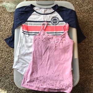 Justice girls 3/4 shirt and tank, sz 12 and 10